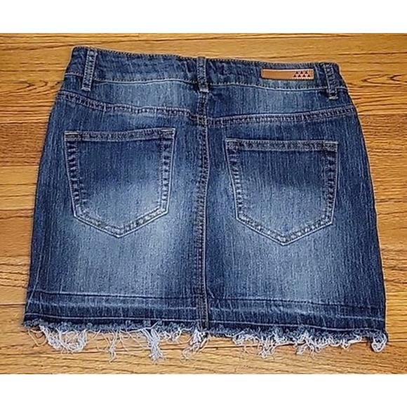 Raw Hem Denim Mini Skirt Western Y2K 90's Festival Country Rodeo Utility Size‎ 5 - Picture 3 of 8